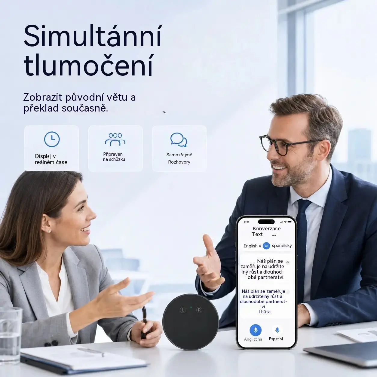 Zařízení pro překlad jazyků s umělou inteligencí – obousměrný hlasový překladač v reálném čase s podporou více jazyků