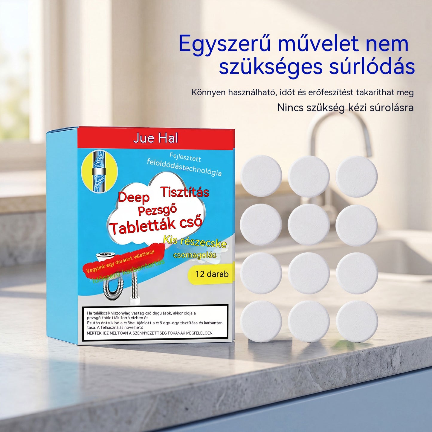 🥳3 doboz 8900 Ft💞 Hatékony pezsgőtabletta csőtisztító, gyorsan feloldja a hajszálak okozta zsírt és dugulásokat, antibakteriális csőtisztító és szagtalanító mosdókagylóhoz, WC-hez és padlólefolyókhoz.