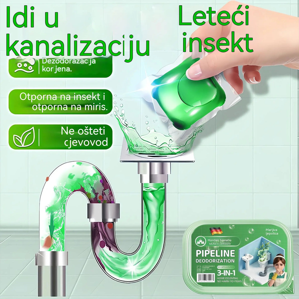 3 paquetes (150 comprimidos) por 28 € – 🔥🎉 ¡Se agotaron! 30.000 personas los compraron 🎉. Cápsulas bioenzimáticas para eliminar los malos olores de los desagües.
