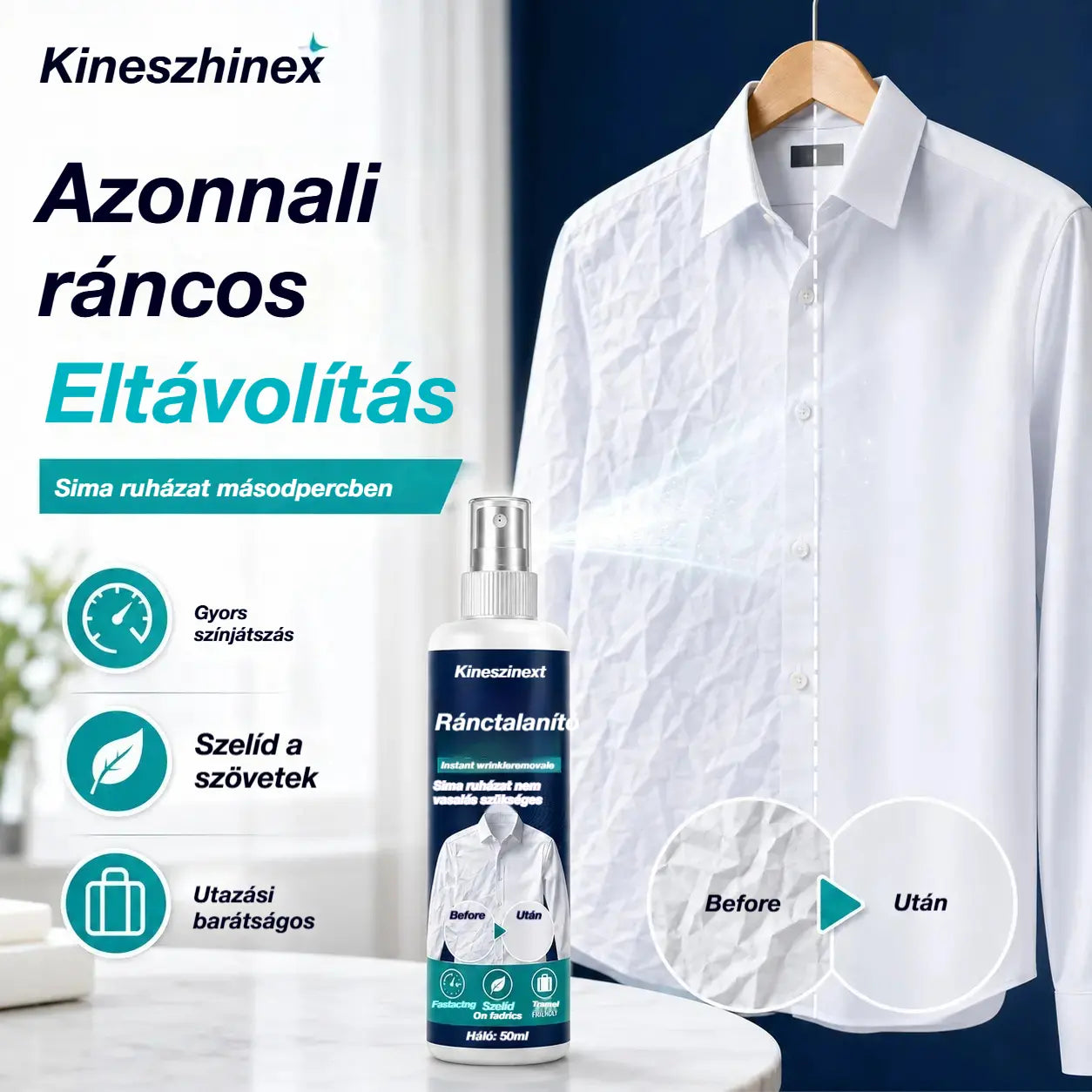 3 üveg 8900 Ft👔Ránctalanító spray ruhákra✨ Azonnali ránctalanítás - vasalásmentes, utazáshoz is tökéletes, statikus elektromosságmentes és friss.