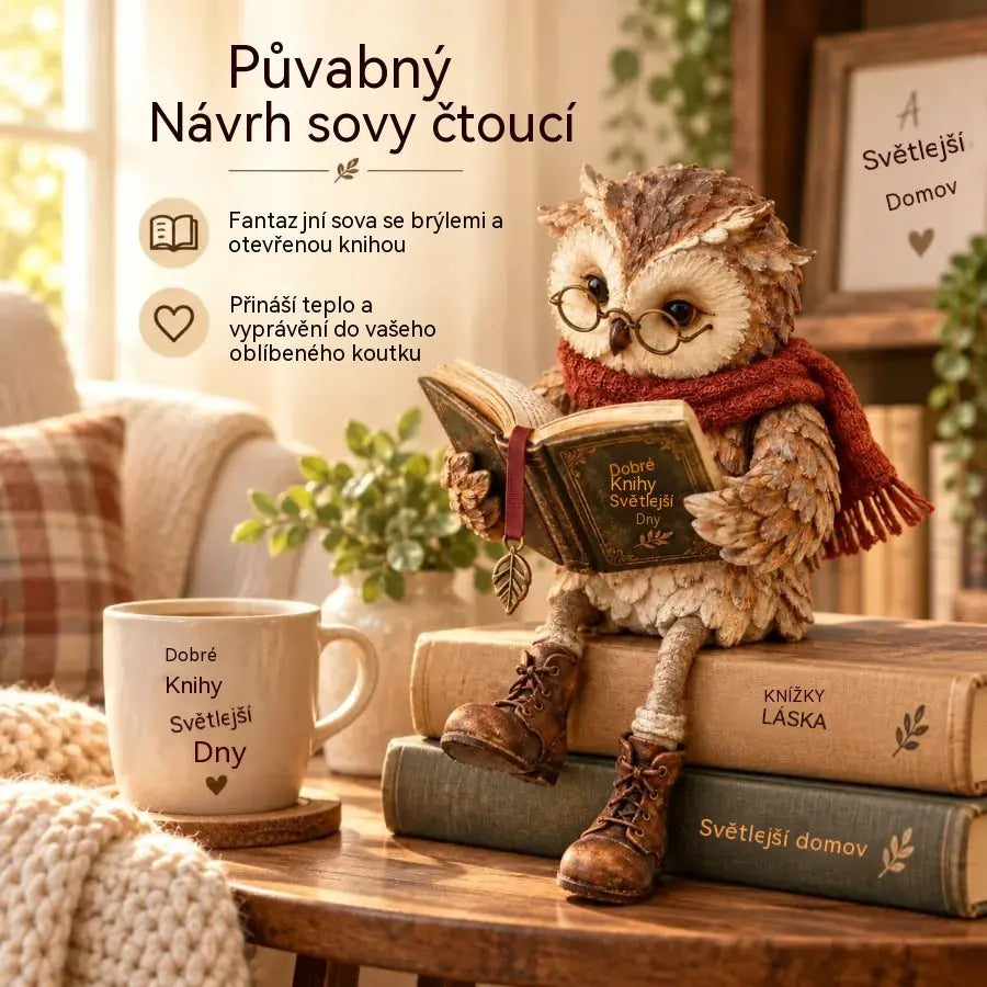 💥 Sleva 50 % po omezenou dobu! 🦉Roztomilá sova čtecí knihu – dekorace, která potěší každého milovníka knih! 📚