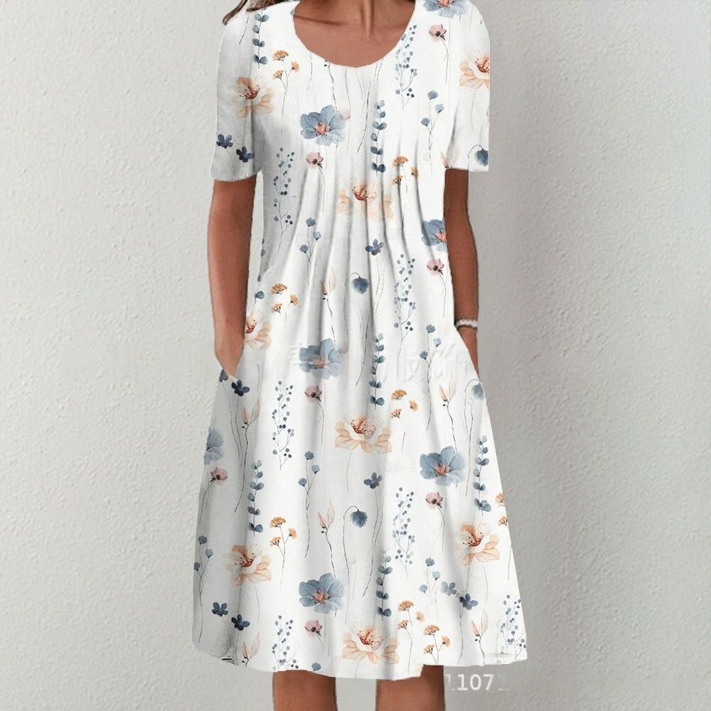 🔥🎁【S-5XL】👗2026 őszi új, középhosszú, virágmintás ruha