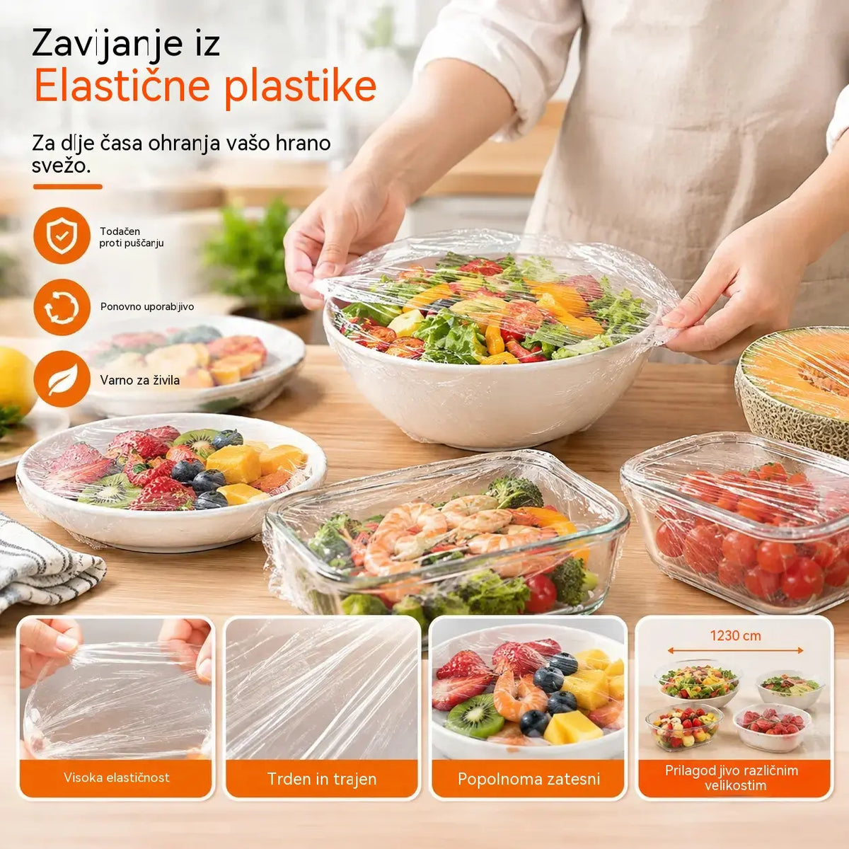 🔥🥗【2 vrečki, 200 kosov】elastičnih pokrovov za živila