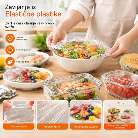 🔥🥗【2 vrečki, 200 kosov】elastičnih pokrovov za živila