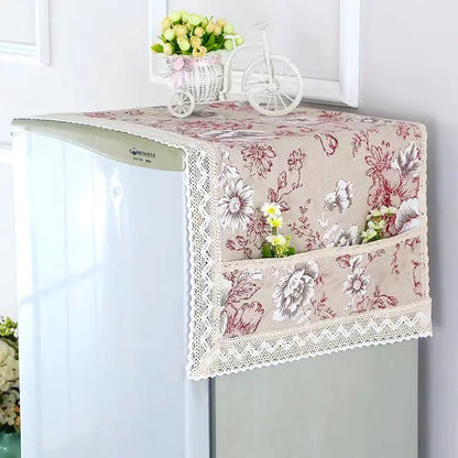 💖 ¡Oferta especial de último día! 💖【55 × 120 cm】 ✨ Funda para refrigerador de algodón y lino (resistente al polvo y a la grasa) con bolsillos de almacenamiento