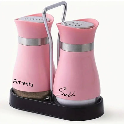 🔥【 2 Botellas + 1 Soporte 】🍽Juego de salero y pimentero con diseño de pingüino