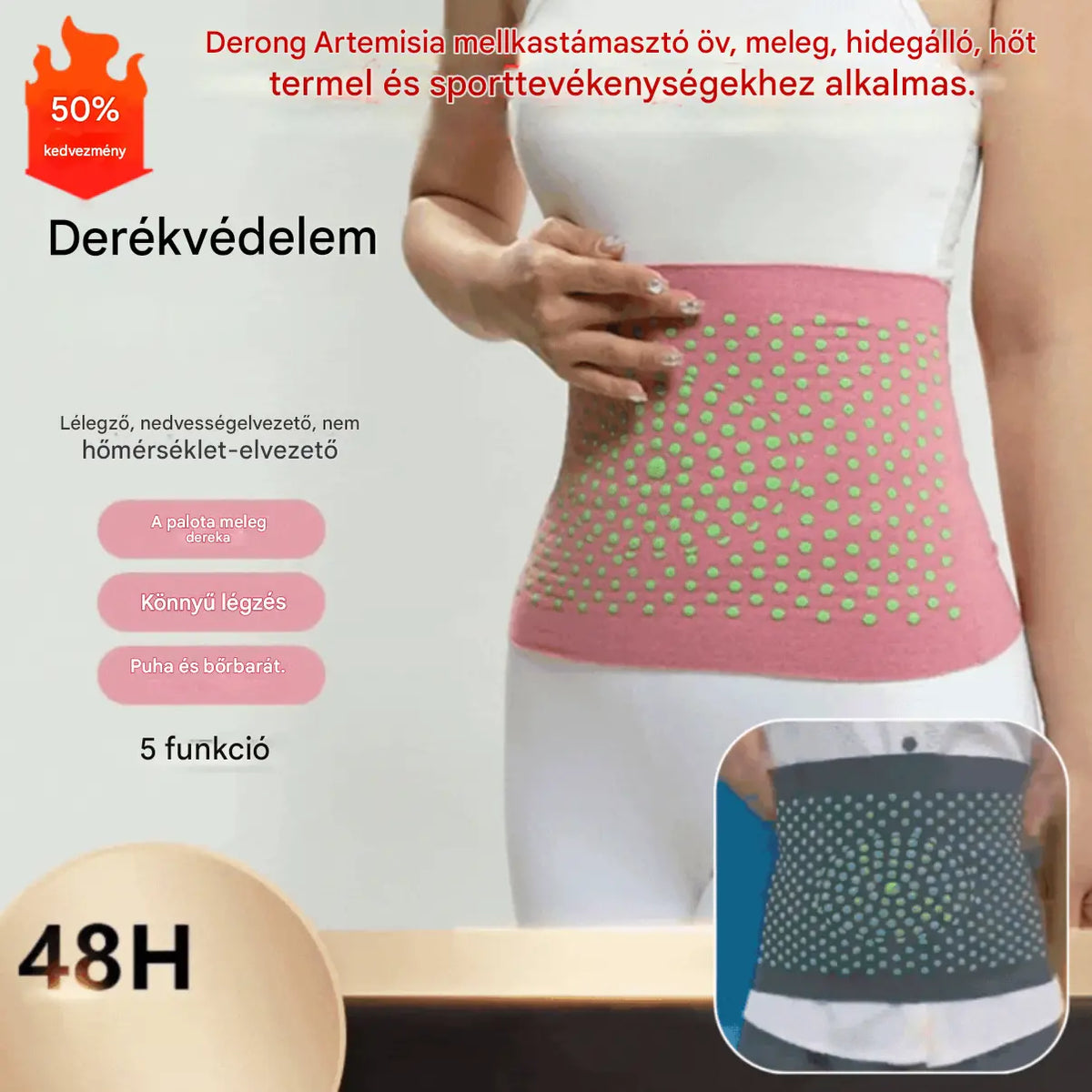 🔥【40-105KG】Derong Artemisia mellkastámasztó öv, meleg, hidegálló, hőt termel és sporttevékenységekhez alkalmas