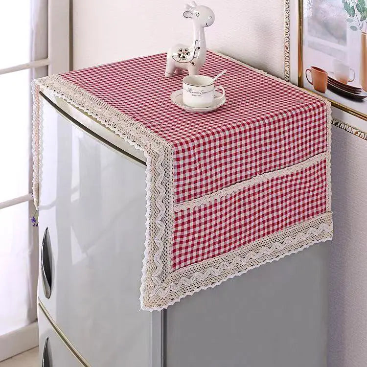 💖 ¡Oferta especial de último día! 💖【55 × 120 cm】 ✨ Funda para refrigerador de algodón y lino (resistente al polvo y a la grasa) con bolsillos de almacenamiento