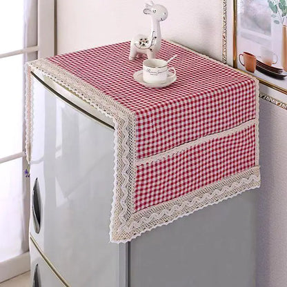 💖 ¡Oferta especial de último día! 💖【55 × 120 cm】 ✨ Funda para refrigerador de algodón y lino (resistente al polvo y a la grasa) con bolsillos de almacenamiento