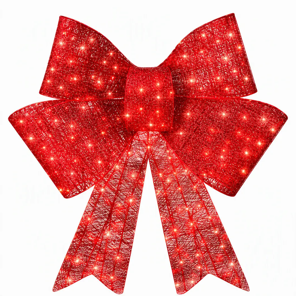 📢📢 Féláras akció! ✨【61cm*43cm*6cm】Extra nagy kültéri karácsonyi masni, vízálló, beépített lámpával