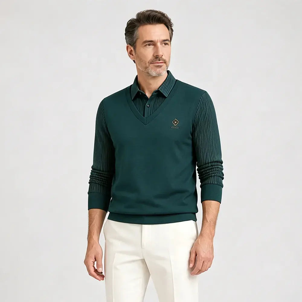🔥【M-4XL】Moški dvodelni komplet iz visokokakovostnega kašmirja, topel enodelni top
