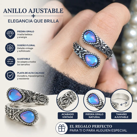 🔥✨【Compra 1 y llévate 1 gratis】Anillo de la suerte con piedra lunar | Estilo vintage · Talla ajustable · Elegancia atemporal