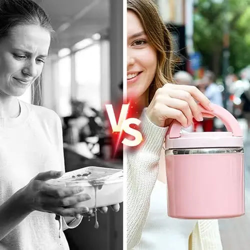 🔥【Compra uno y llévate otro gratis】🔥【650 ml】🥗 Fiambrera térmica portátil de acero inoxidable reforzado de grado alimentario