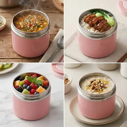 🔥【Compra uno y llévate otro gratis】🔥【650 ml】🥗 Fiambrera térmica portátil de acero inoxidable reforzado de grado alimentario