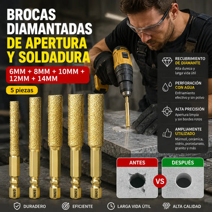 🔧【6+8+10+12+14MM】Fresas rotativas de diamante soldadas de 6 mm a 14 mm, vástago hexagonal, brocas de diamante para rectificado, escariadores