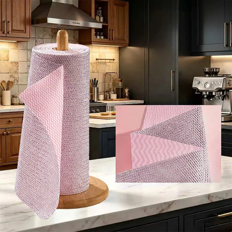 🔥【1 rollo de 20 hojas】💦Paño de cocina plateado de limpieza profunda (reutilizable)