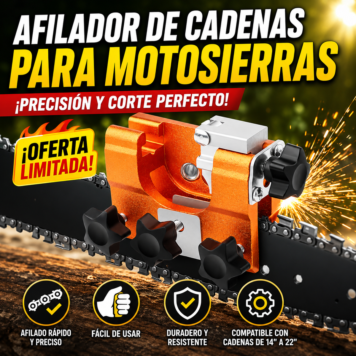 🧰Precio más bajo por tiempo limitado！ Amoladora de cadena de motosierra, amoladora de rotación manual de cadena de motosierra