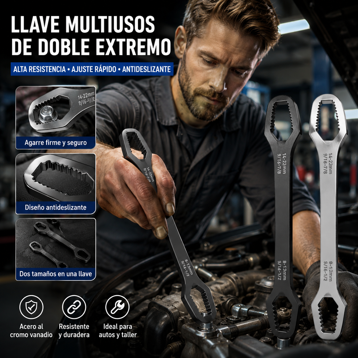 💥2 artículos 26 euros🔧 Llave de doble extremo, llave General Motors, 8-24 mm, con función de autoajuste 🔧