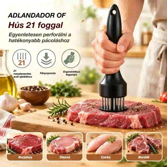 🏠21 pontos rozsdamentes acél húspuhító tű steak-hez, grillezéshez és főzéshez.