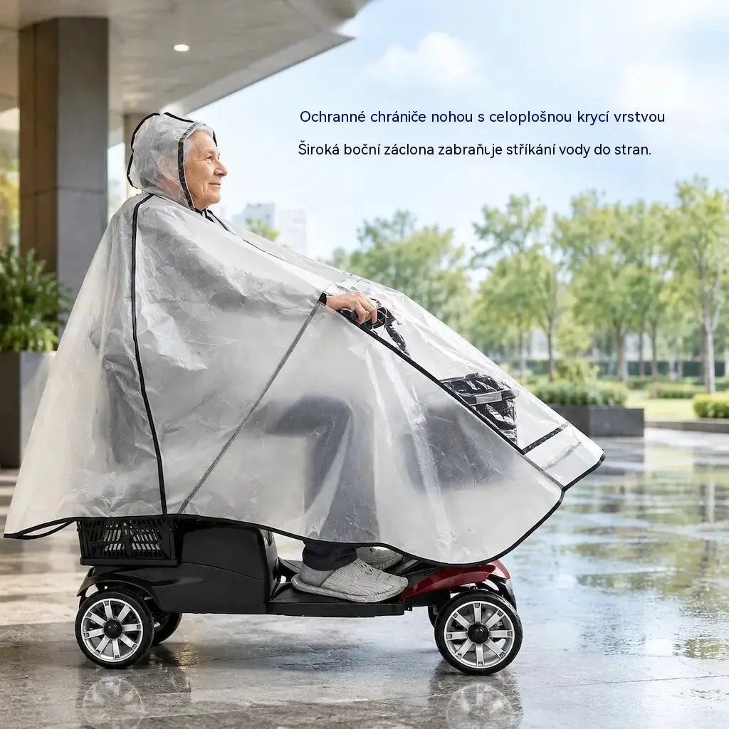 🌧️🏍Extra velká, zesílená nepromokavá plachta a pončo z PVC pro invalidní skútry a čtyřkolová elektrická vozítka pro seniory