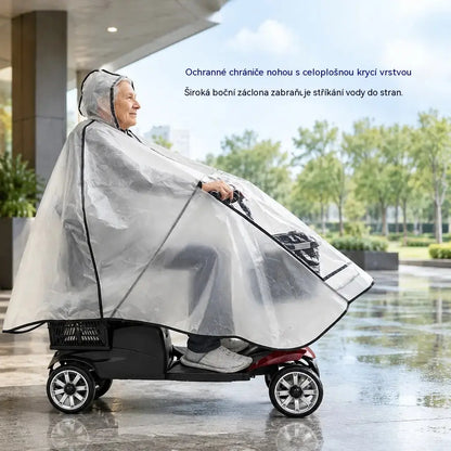 🌧️🏍Extra velká, zesílená nepromokavá plachta a pončo z PVC pro invalidní skútry a čtyřkolová elektrická vozítka pro seniory