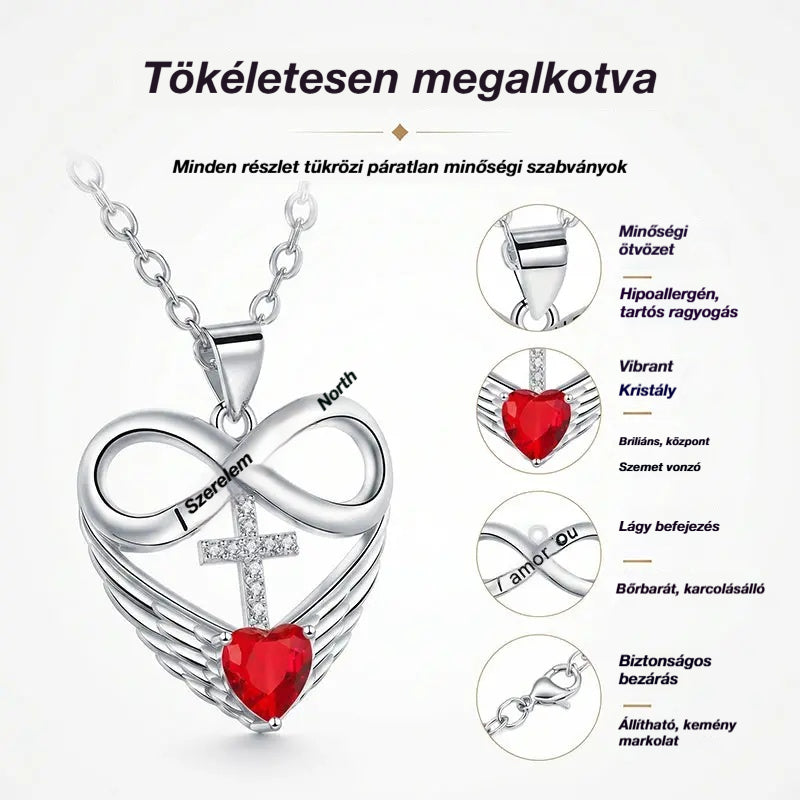 ✨Nyaklánc kereszt medállal, végtelen szívvel és szárnnyal