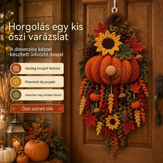 🔥 NAGY AKCIÓ 🔥⏳ Újdonságok – 🧶 Saját készítésű szezonális 3D horgolt ajtóakasztó készletek | Tartalmazza a hozzá illő fonalat, tölteléket, kiegészítőket és lépésről lépésre szóló útmutatót 💕
