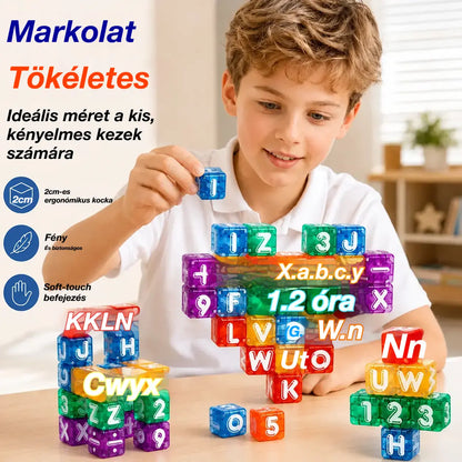 📢📢40% kedvezmény korlátozott ideig! 【40 építőkocka + tárolódoboz】⏰ Mágneses betű- és számépítő kockák gyerekeknek