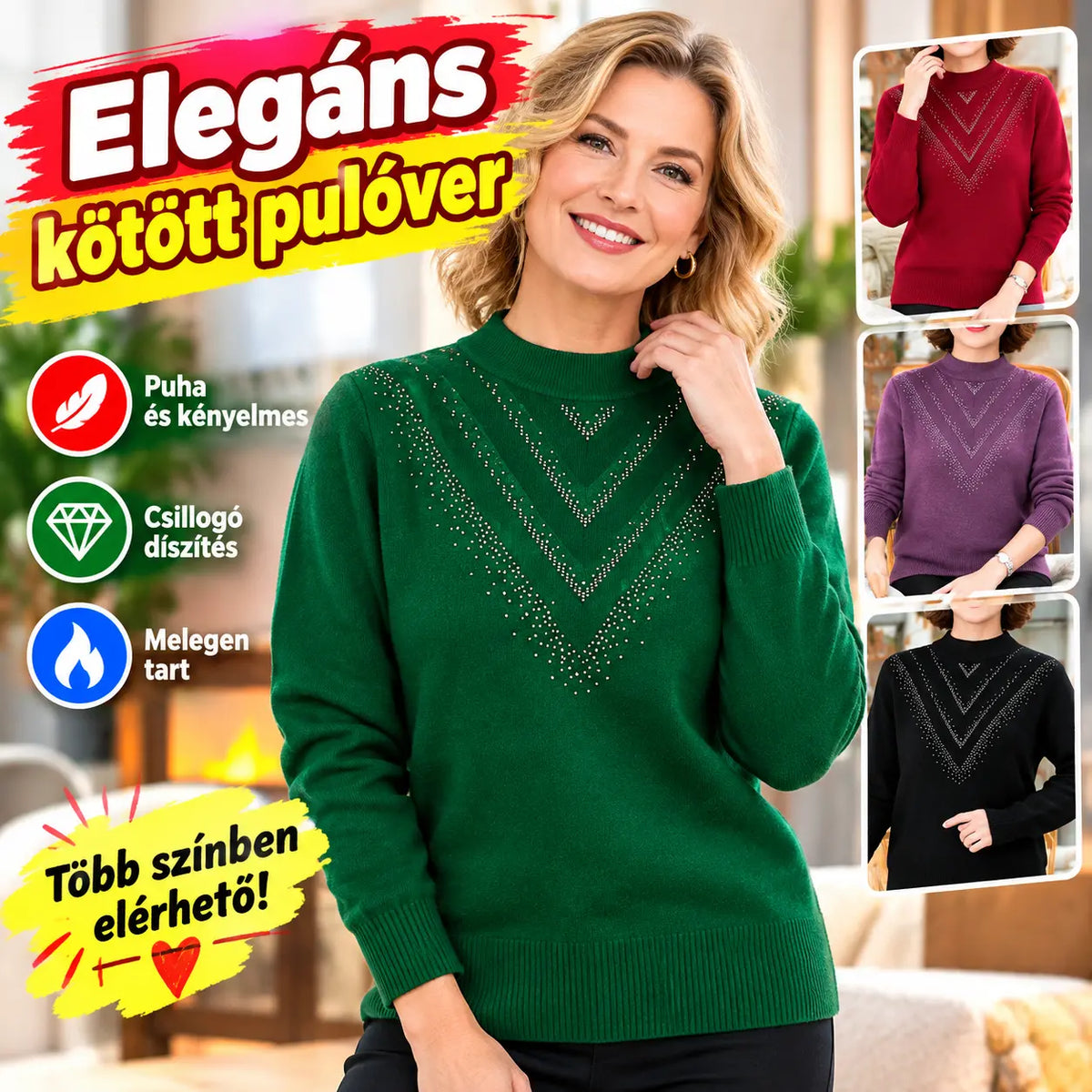 🔥【45–105KG】😍 Új, vastag és meleg téli pulóver, kötött kasmírfleece anyagból