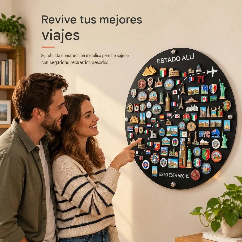 🌍Panel magnético para imanes de viaje y expositor de imanes de recuerdo para decoración de paredes
