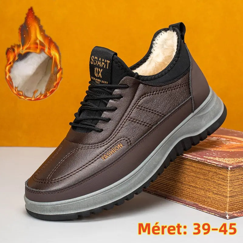 【39–45】Férfi téli sportcipő – valódi bőr, vízálló, puha és meleg béléssel