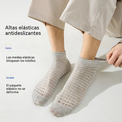 【7 pares】Calcetines tobilleros transpirables de malla calada para hombre - 1 pares de cada color