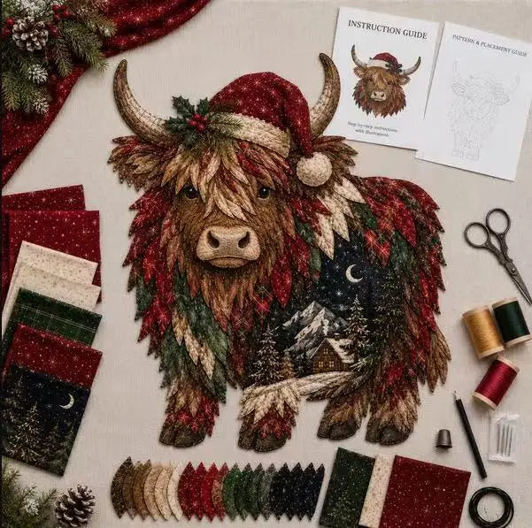 🔥ÚLTIMO DÍA 50% DE DESCUENTO - 🎄🎅Kit de patchwork navideño de animales del bosque para hacer tú mismo – ✨Crea un recuerdo festivo hecho a mano