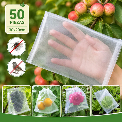 ✅【50 piezas 25 euros（30x20cm）】Red de insectos para moscas de frutas, red de protección de árboles de paisaje para pájaros, bolsas de red de jardín para proteger flores, plantas, frutas, verduras