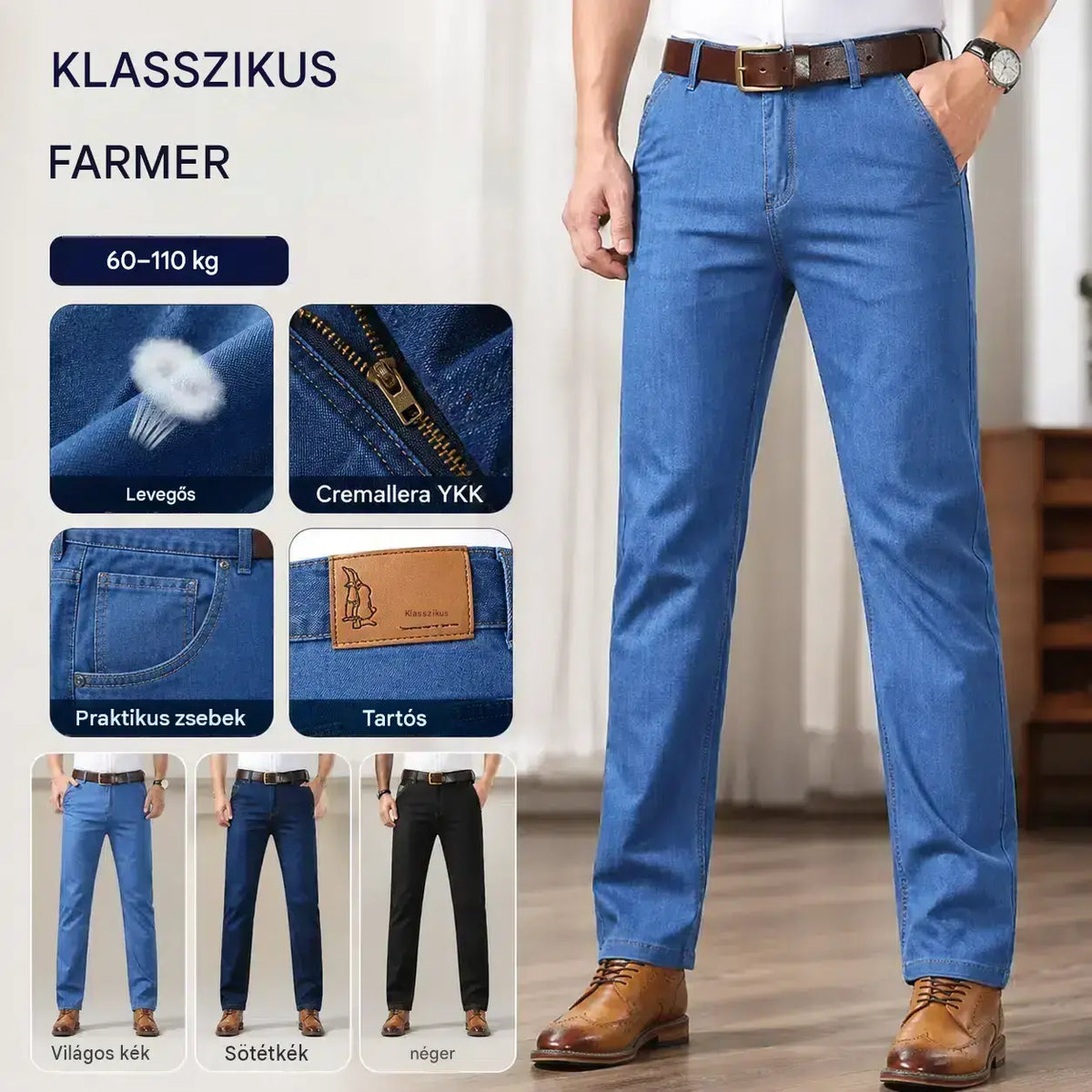 🔥🔥 【60–110 kg】👖👖 Férfi farmernadrág nagy méretben – Egyszerű, lezser és sokoldalú