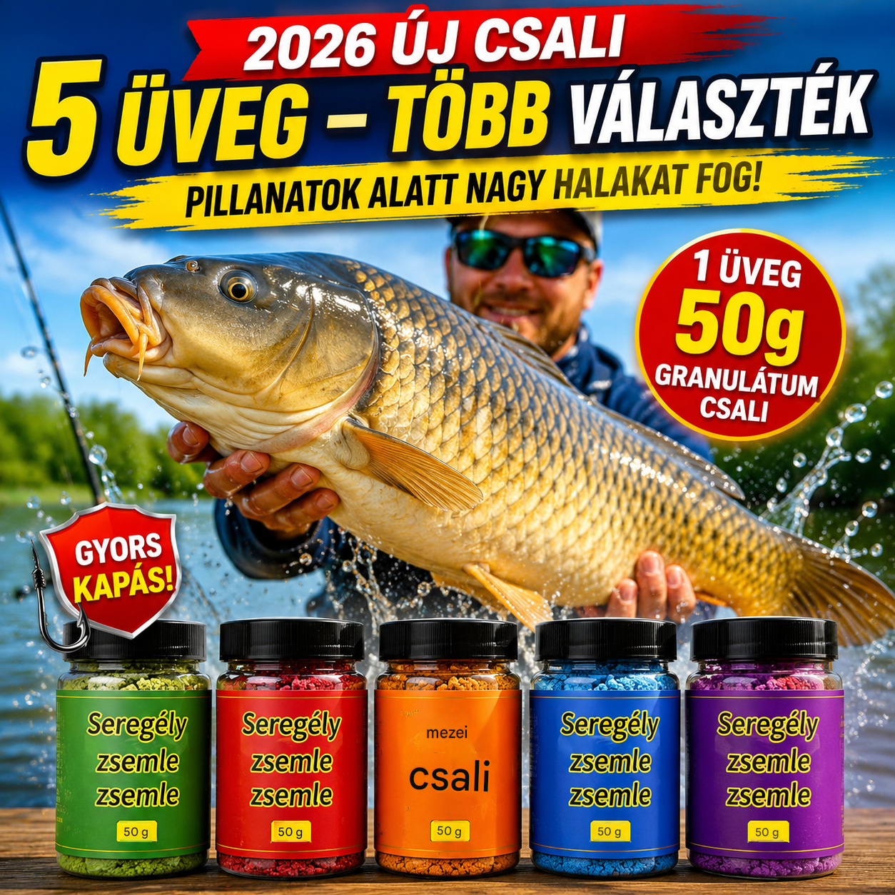 🎣🎣2026 Új csali megjelenése [5 palack] 🐟 1 palack 50 g – Több ugyanazon az áron Granulált csali — Nagy halak másodpercek alatt horogra akadtak