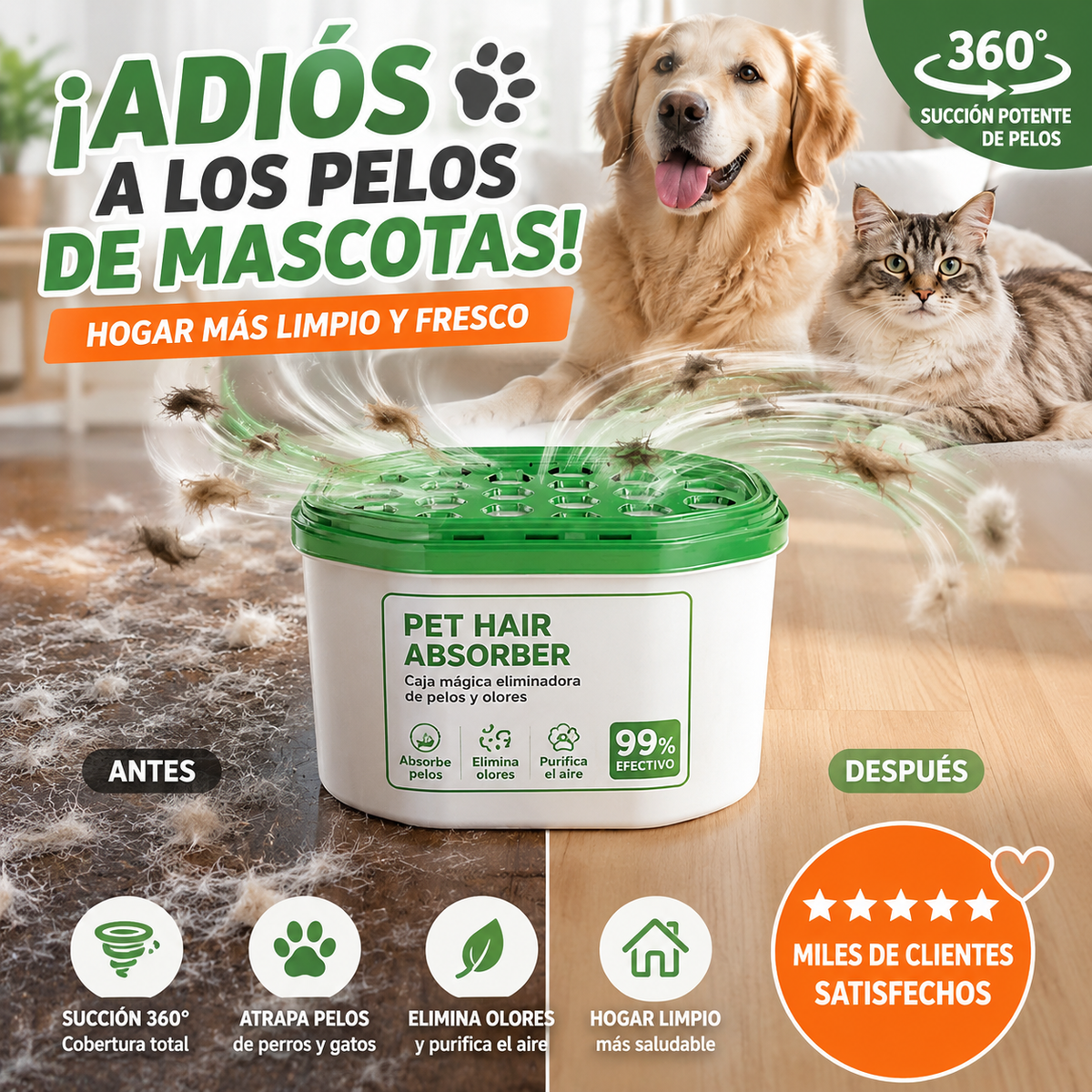 【Compra 1 llévate 1 gratis】2 unidades por 25 €🔥 OFERTA 2026 - Caja mágica para eliminar el pelo y el olor de mascotas en el hogar