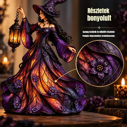 🧙‍♀️ Gótikus halloweeni boszorkányfigura LED lámpással 🧙‍♀️