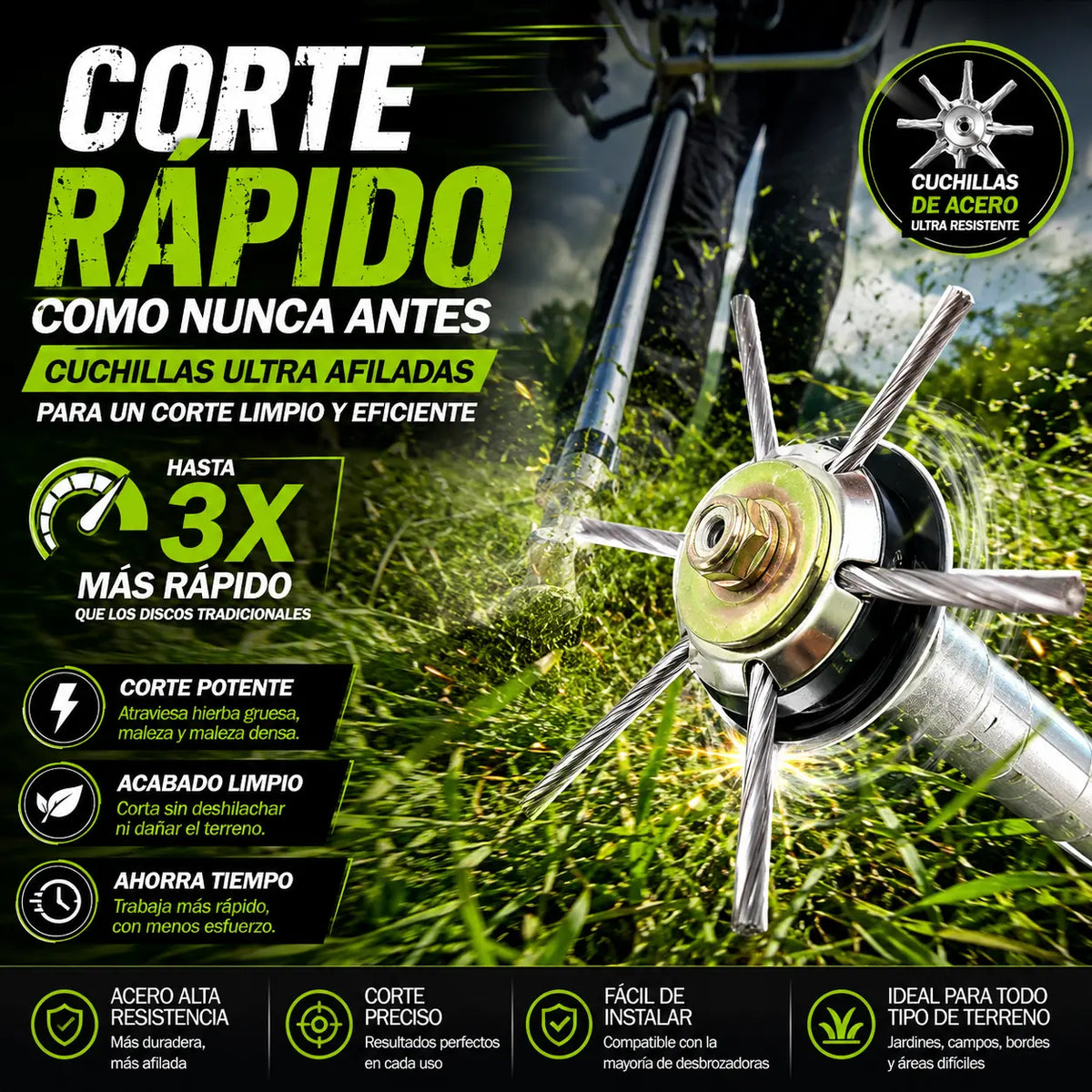 ⏰Compra 1 y llévate 1 gratis🔥 Cabezal de corte reemplazable para cortacésped/desbrozadora - cabezal de corte de acero para cortar césped 🌿✂️⚙️