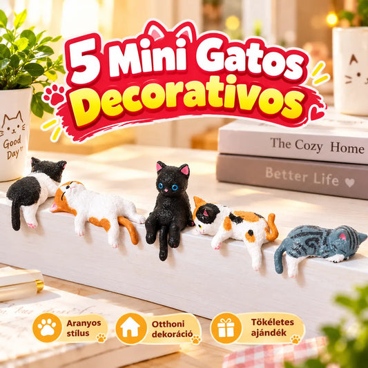 🔥¡ÚLTIMO DÍA! 50 % DE DESCUENTO🐈 Miniaturas de gatitos para escritorio: set de 5 adorables figuras de gatitos estilo caricatura