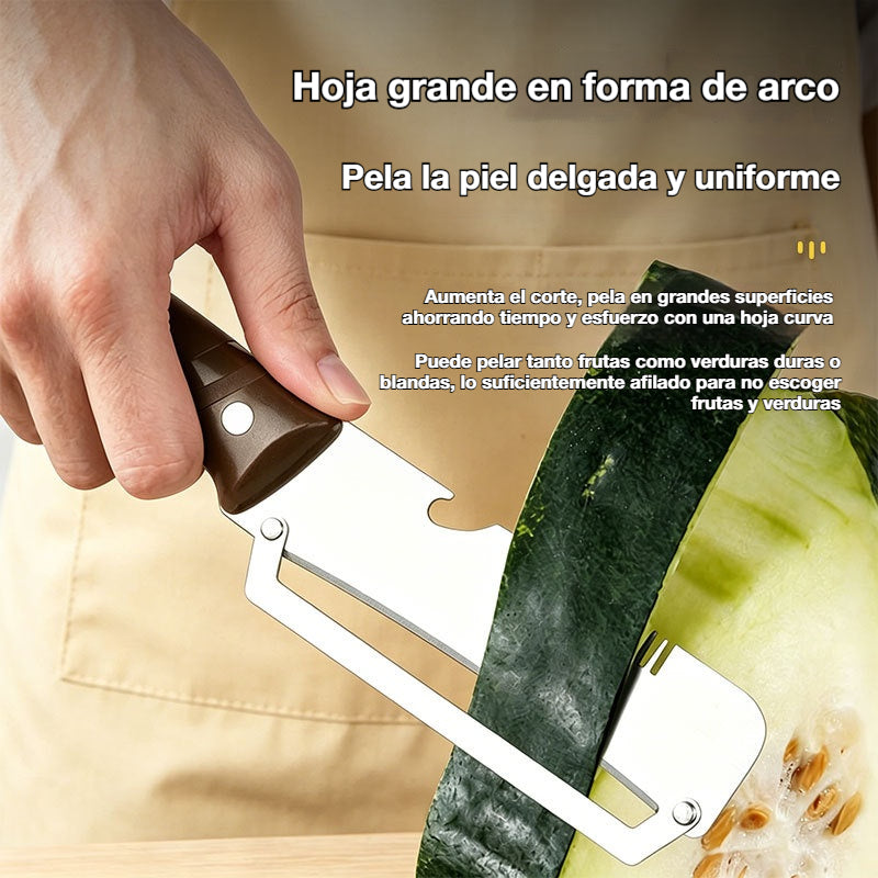 ✅【¡Compra 1 y llévate 1 gratis!】🧅🔪 Pelador de cocina multifuncional 3 en 1: ¡Pela, corta y abre tapones de botellas! 🔥
