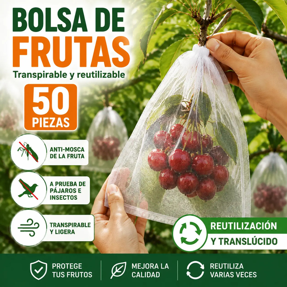 ✅【50 piezas 25 euros（30x20cm）】Red de insectos para moscas de frutas, red de protección de árboles de paisaje para pájaros, bolsas de red de jardín para proteger flores, plantas, frutas, verduras