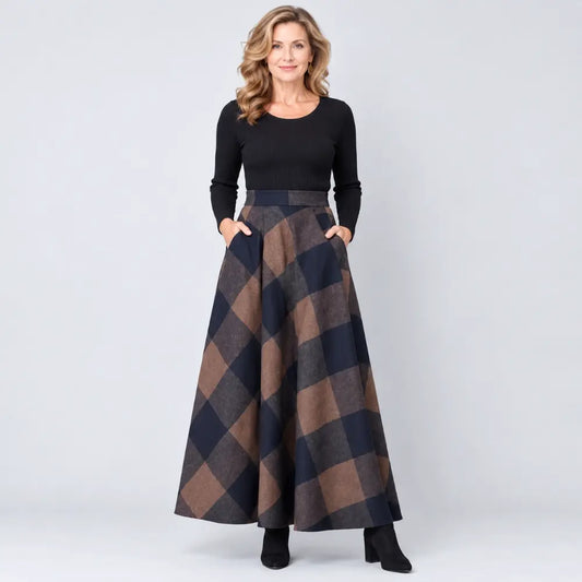 【M-3XL/3 szín】Őszi/téli gyapjú A-vonalú midi szoknya