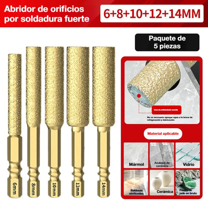 🔧【6+8+10+12+14MM】Fresas rotativas de diamante soldadas de 6 mm a 14 mm, vástago hexagonal, brocas de diamante para rectificado, escariadores
