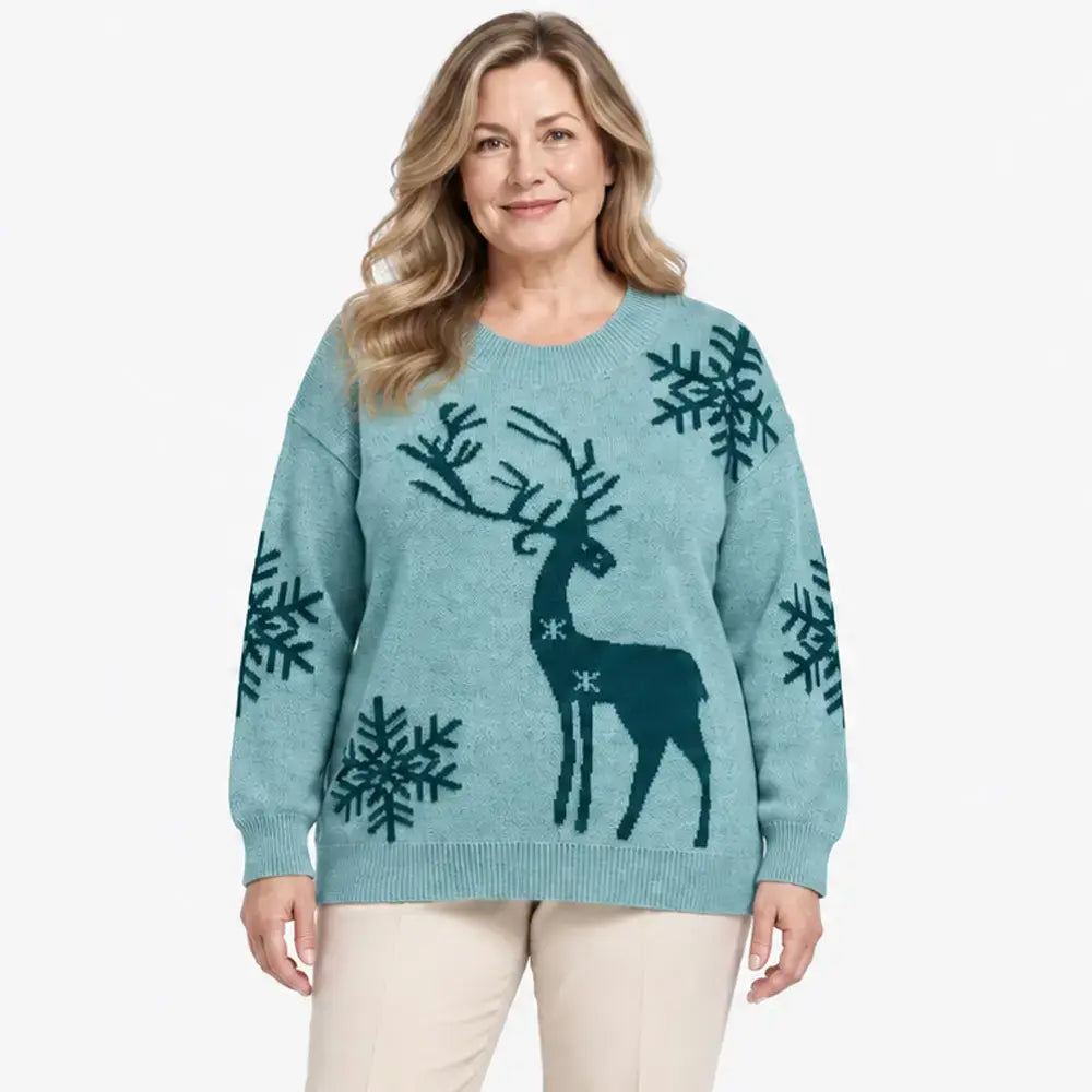 【XS-3XL/3 szín】2026 Ősz/Tél Új Stílusú Szarvas Jacquard Mintás, Kerek Nyakú Felsőruházat Pulóver