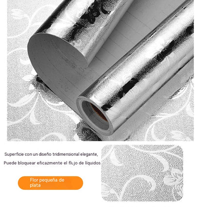 【40cm*5m】🛡️ Lámina Adhesiva de Aluminio Removible – Antigrasa, Resistente al Calor y Fácil de Limpiar