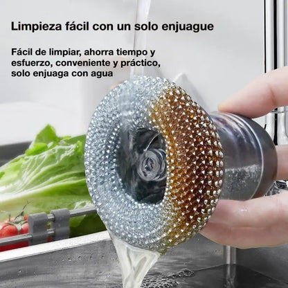 🏠【El cepillo para lavar platos viene con 5 bolas de repuesto.】1 por 25 euros ！Cepillo multiusos para ollas Fácil de usar - Duradero - Compacto - Práctico