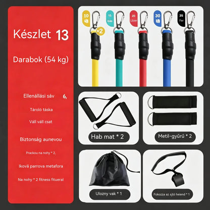 💪13 darabos fogantyúkkal ellátott ellenállás-szalag-készlet otthoni edzőterembe