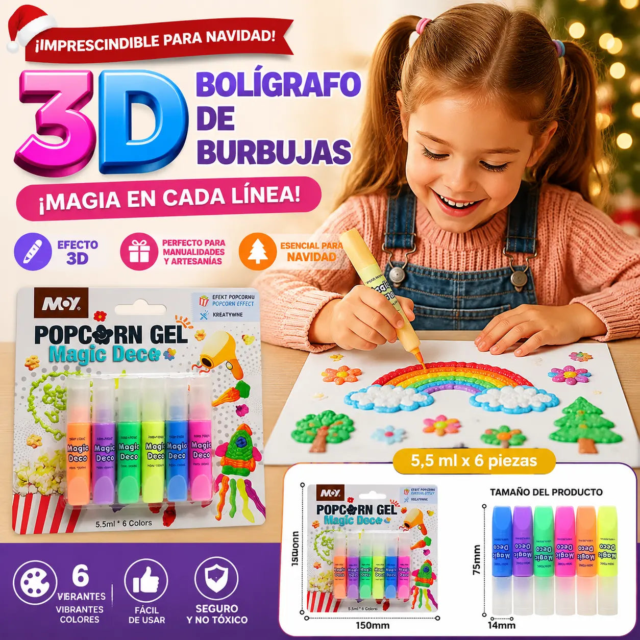 🎁【Compra 1 y llévate otro gratis】【2 artículos 26 euros】Bolígrafo de impresión 3D para niños: dibujo con burbujas tipo palomitas (DIY)