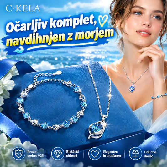 ✨ 25 eur za komplet ✅💎Zapestnica iz šterling srebra 925 + komplet ogrlic s srcem Ocean